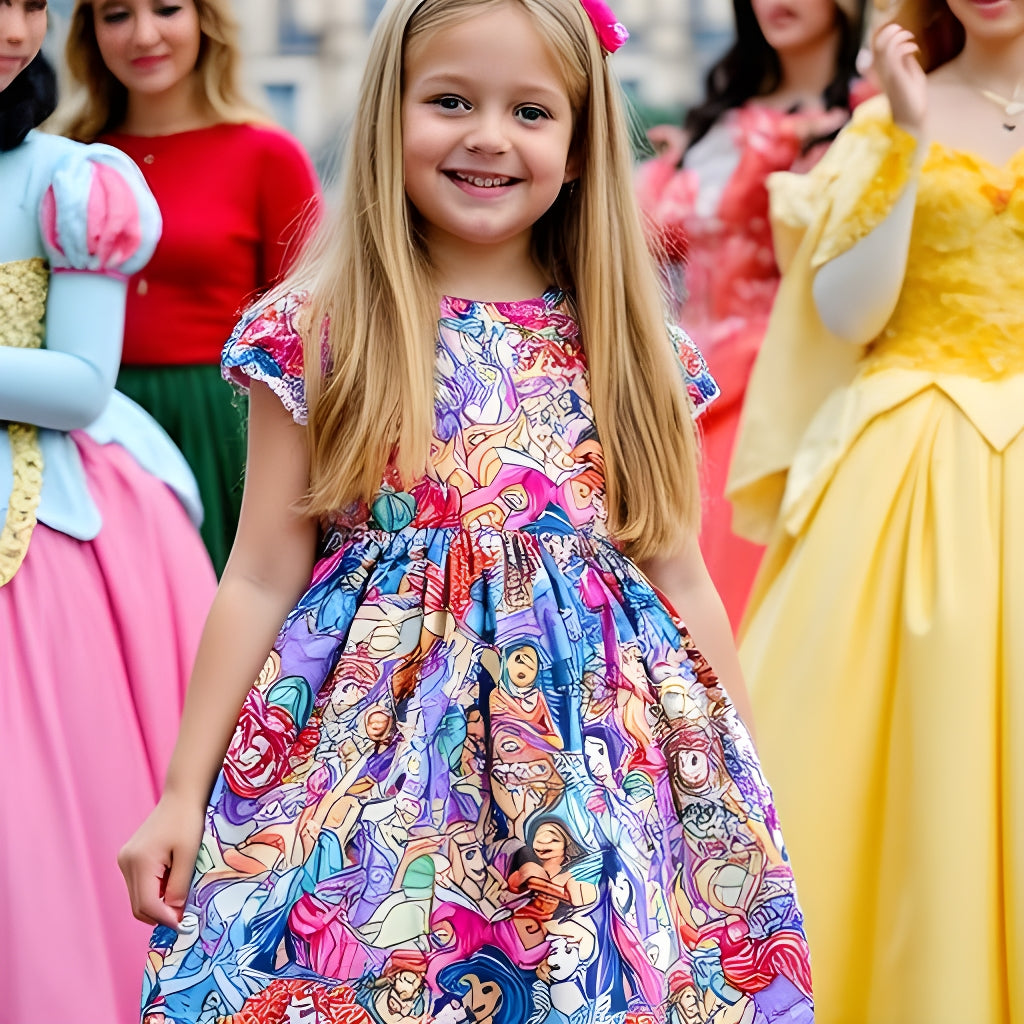 Girls Fun Character Dresses - Bright Color Princesses