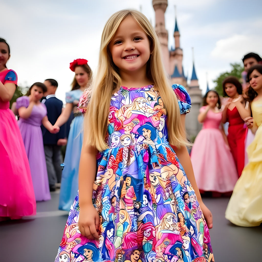 Girls Fun Character Dresses - Bright Color Princesses