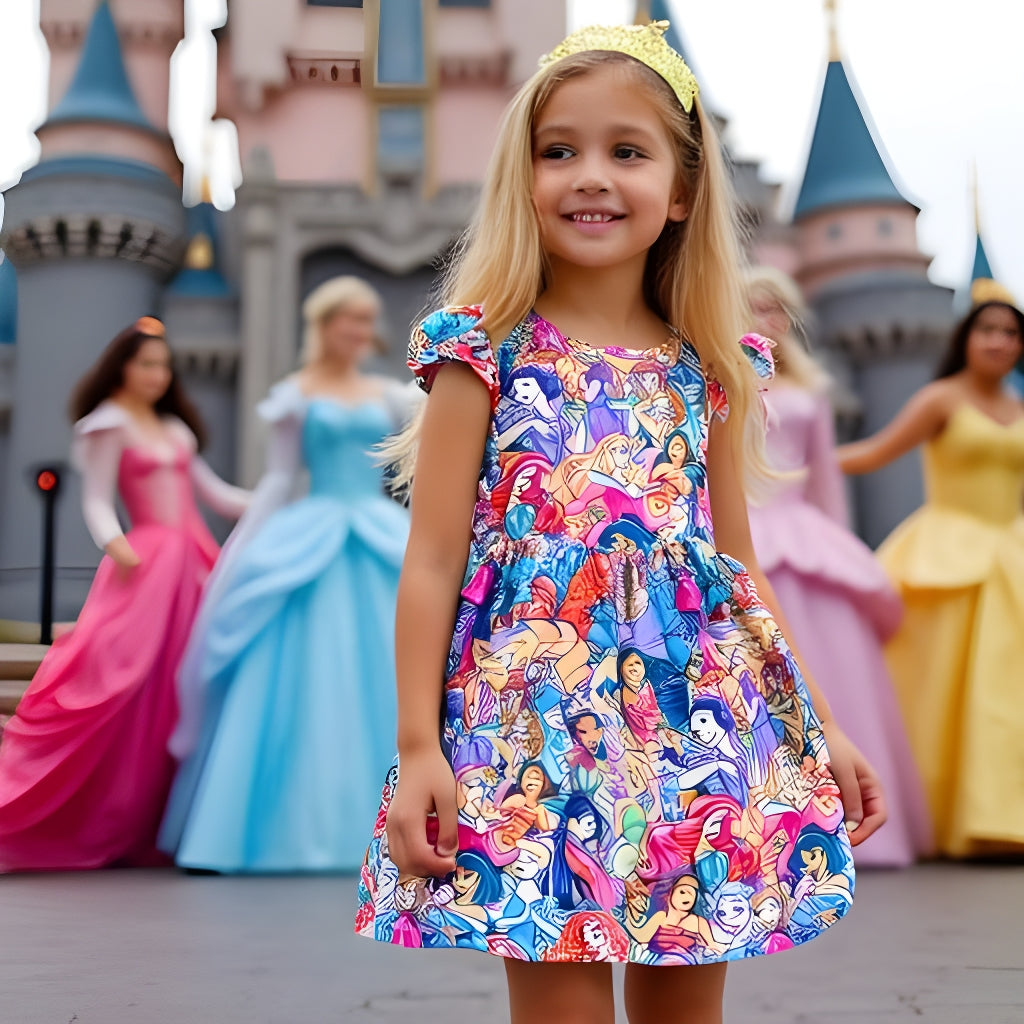 Girls Fun Character Dresses - Bright Color Princesses