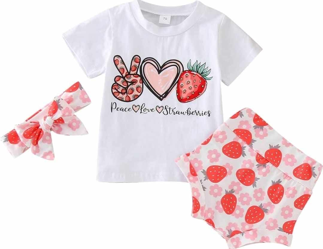 Baby Girls 2-Piece Peace Love Strawberries
