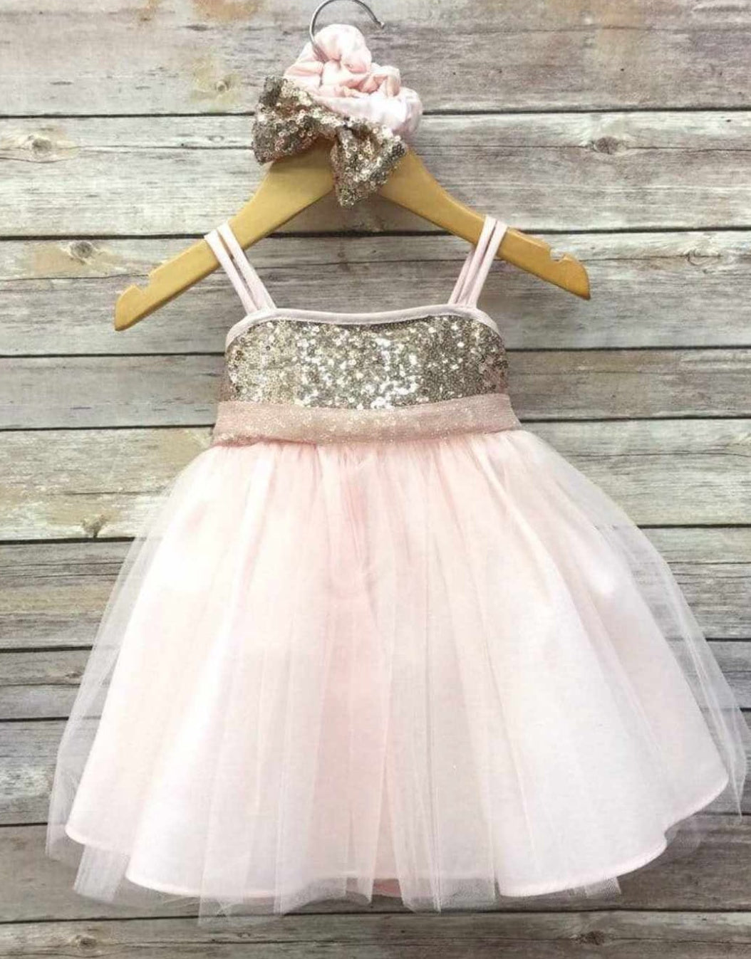 Girls Pink Sequin Bodice with Pink Tulle Skirt Dress