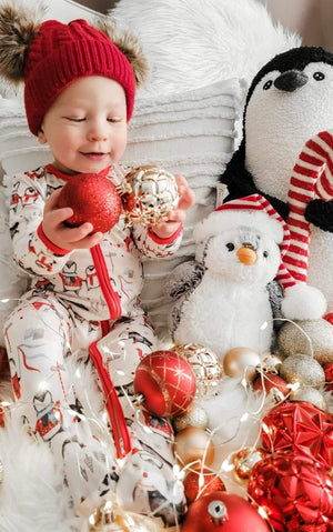 Holiday Zippies Sleepers - Red Penguin Holiday