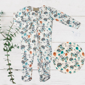 Boys Soft Sleepers With Double Zippers - Skelly Skateboard