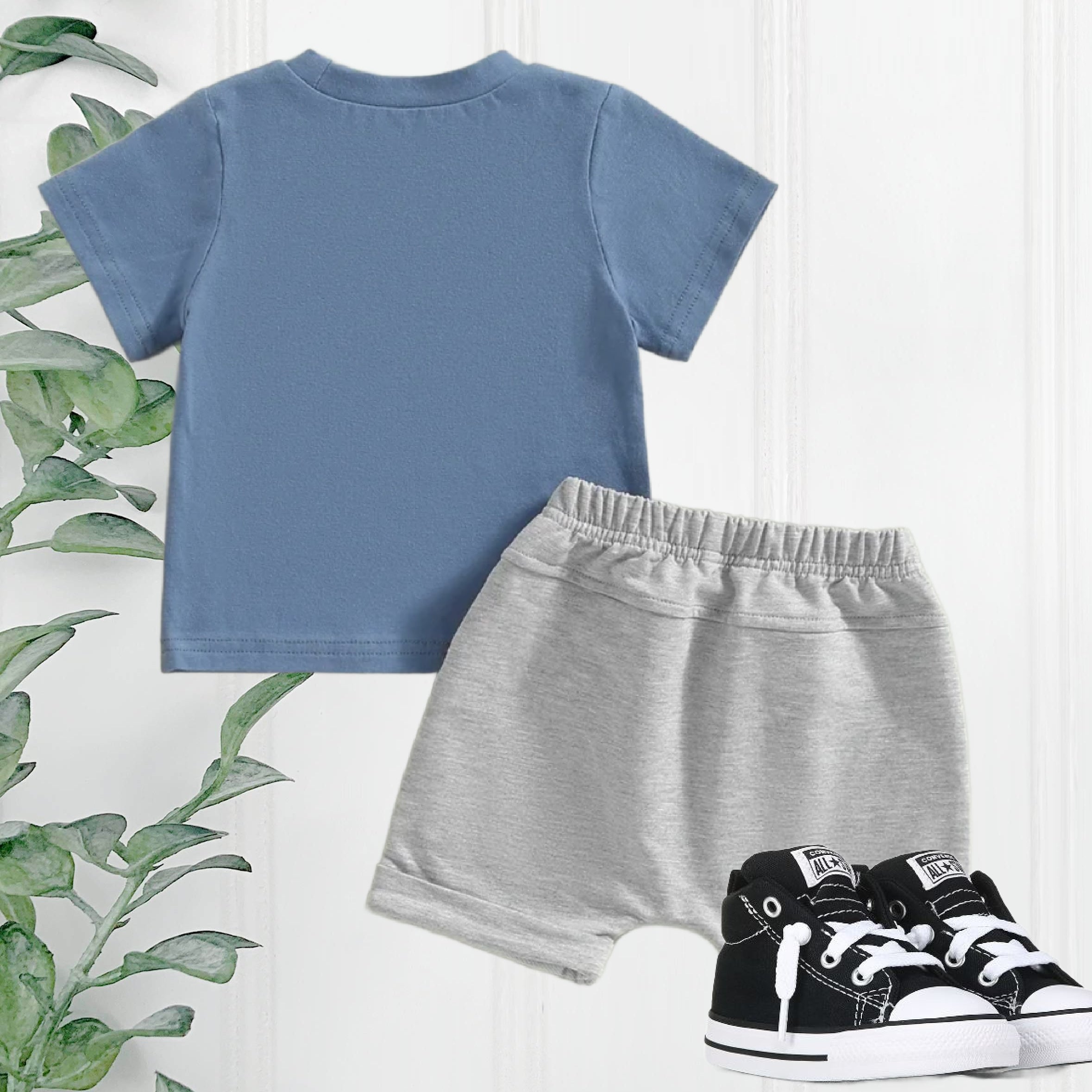 Boys 2 Piece Shorts Sets - Blue Straight Outta Timeout