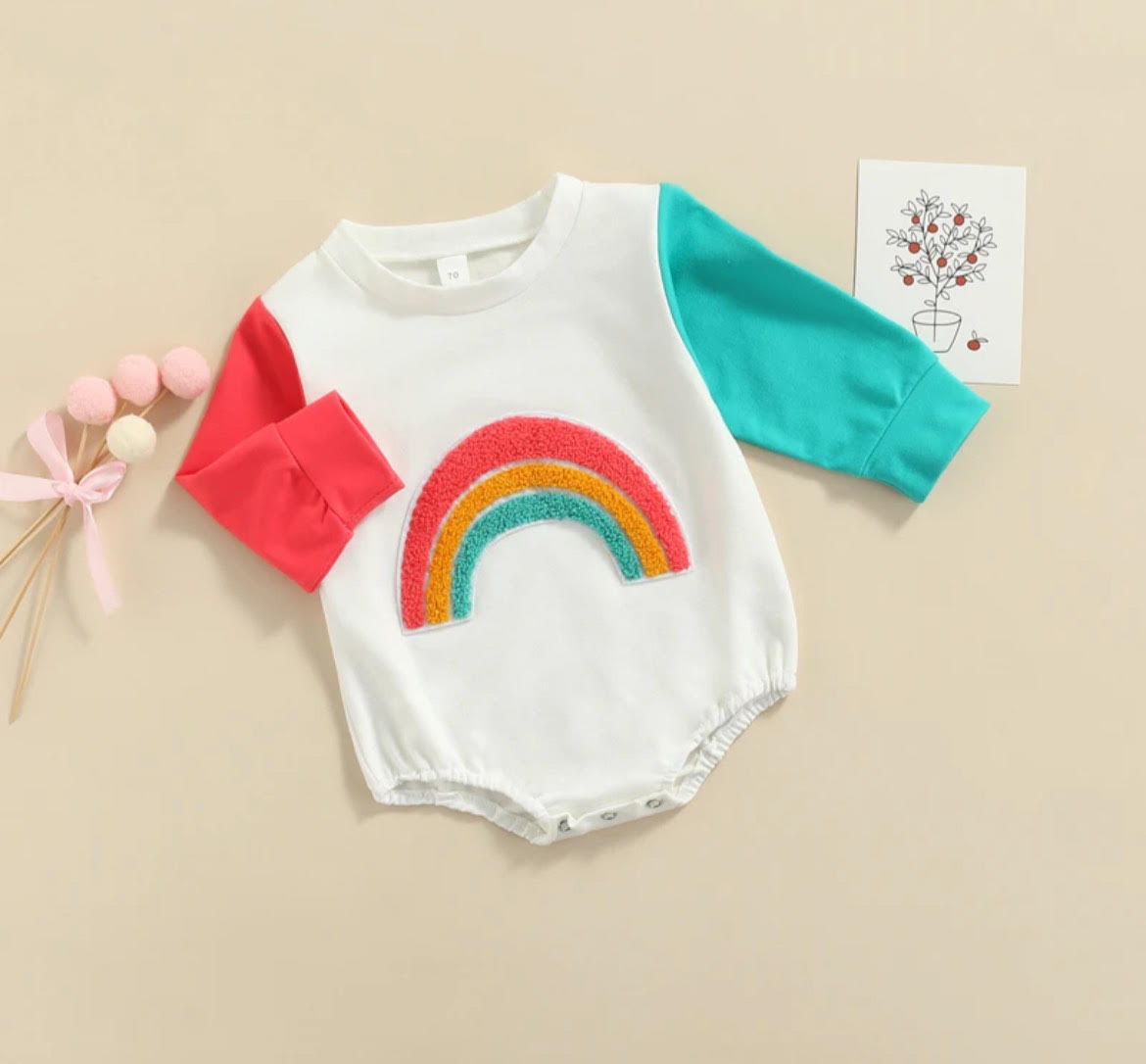 Infant Multi Color Rainbow Bubble Romper