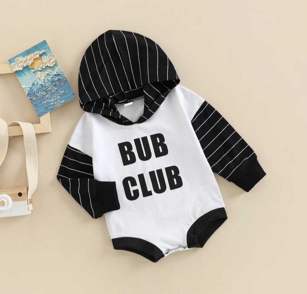 Baby Boy Bubs Club Black & White Bubble Romper