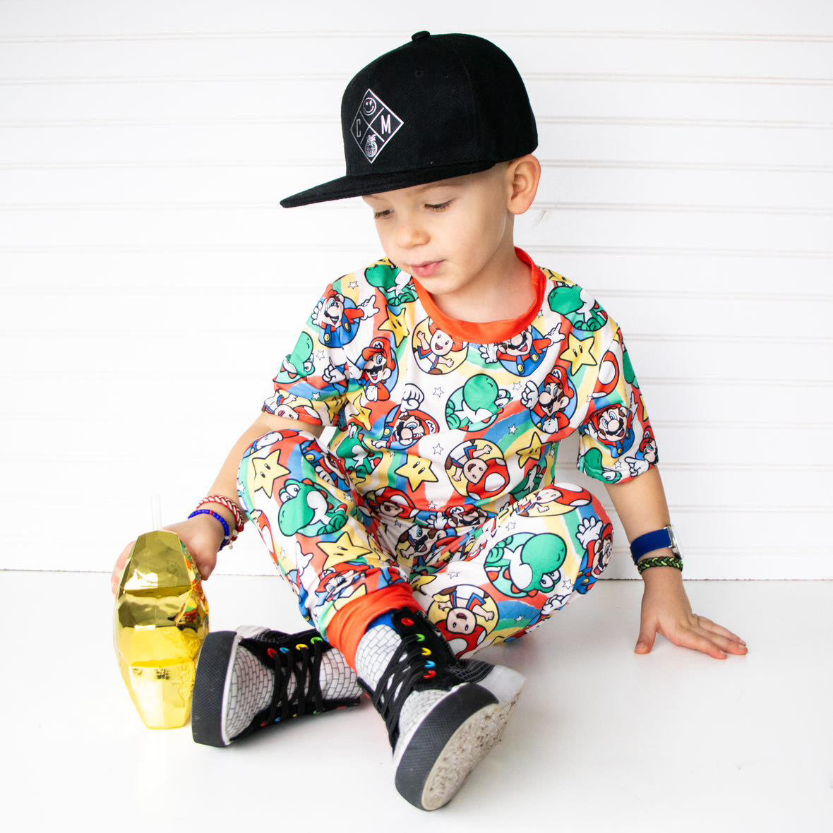 Boys 2-Piece Short Sleeve Pajamas - Mario & Friends Mushroom Carts