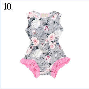 Dark Grey Floral Ruffle Leg Summer Romper