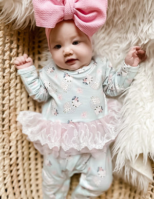Kryssi Kouture Sienna Tutu Jumpsuit - Blue Owl Pink Tutu