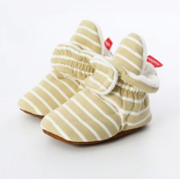 Mustard Stripe Cotton Non Slip Cozy Sock Shoes
