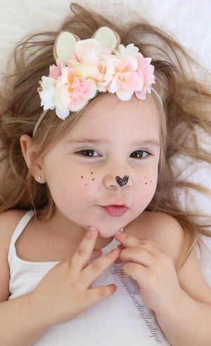 Girls Sweetest Bunny Ear Pastel Pink Easter Floral Headband