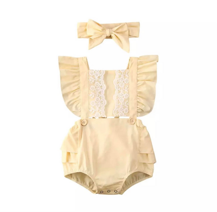 Girls Pastel Yellow Peek-a-boo Romper