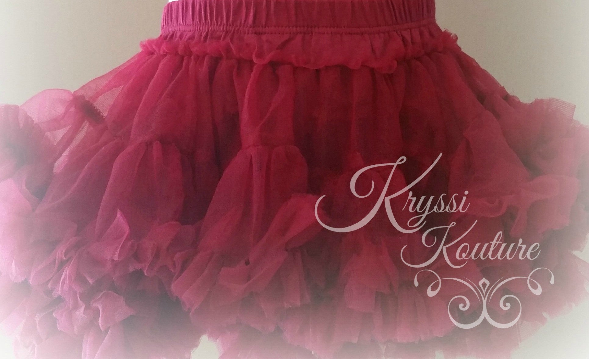 Kryssi Kouture  Burgundy Tutu/Pettiskirt Bloomers - Pettie Coat - Birthday Outfit - Fall Birthday Outfit, Tutu - Ruffles & Bowties Bowtique