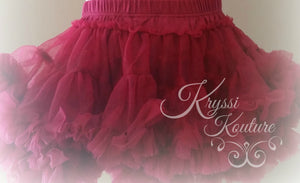 Kryssi Kouture  Burgundy Tutu/Pettiskirt Bloomers - Pettie Coat - Birthday Outfit - Fall Birthday Outfit, Tutu - Ruffles & Bowties Bowtique
