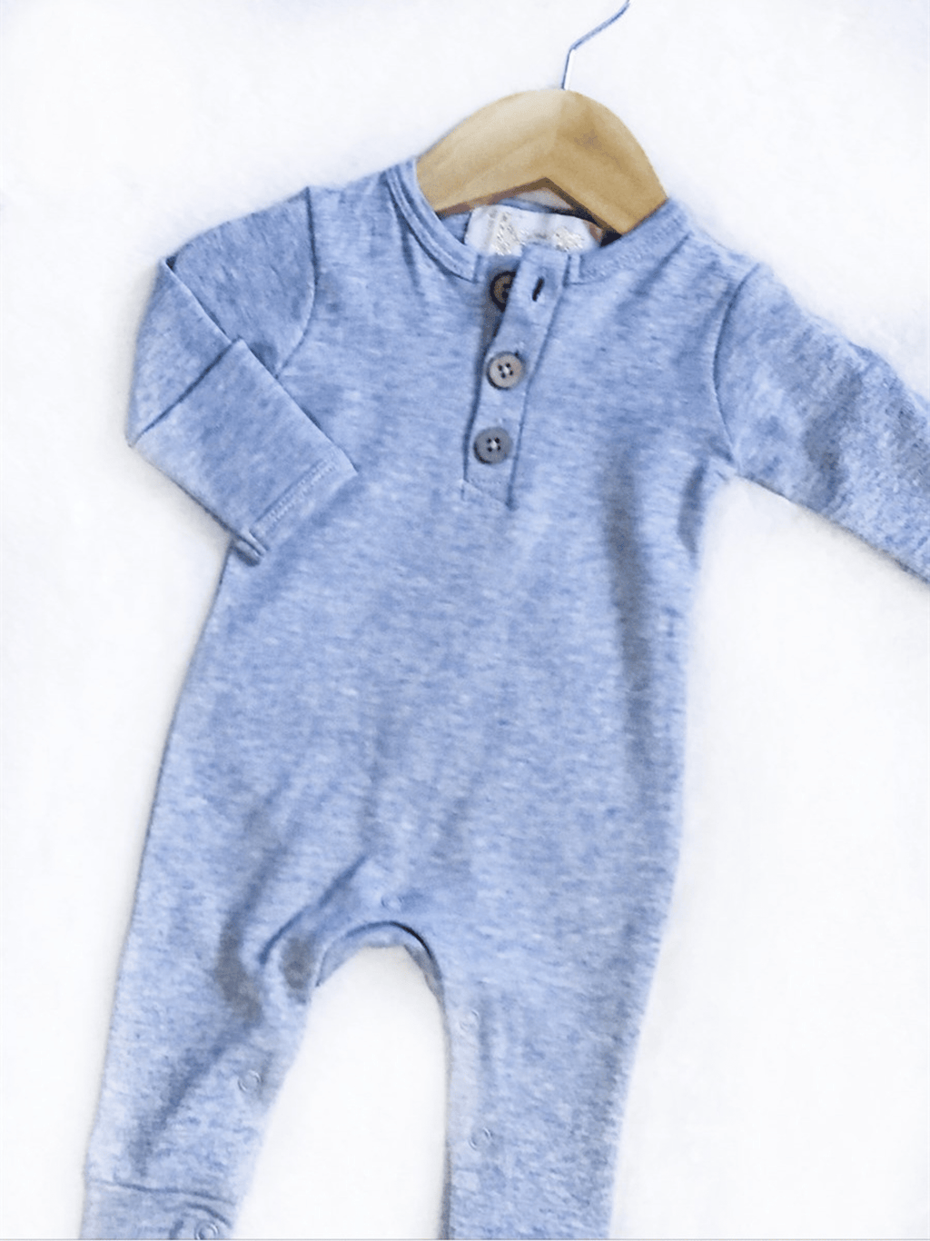 Organic Cotton Button Rompers - Heather Grey Button Front