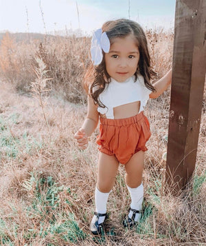 Girls Rust Peek A Boo Romper