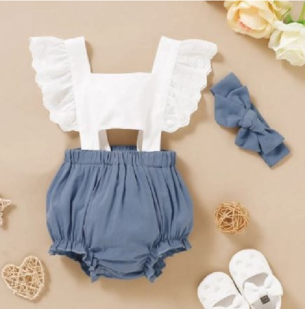 Girls Blue Peek A Boo Romper