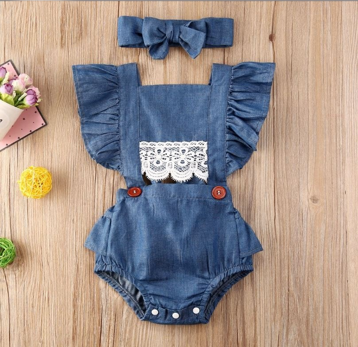 Girls Denim Peek-a-boo Romper
