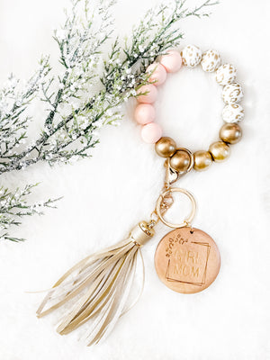 Trending Rose & White Leopard Bracelet Key Chain - Girl Mom