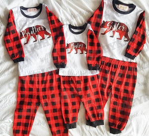 Bear Family PJS - Mama Bear, Papa Bear, Baby Bear, Sister Bear & Brother Bear ruffles-bowties-bowtique