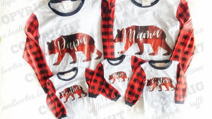 Bear Family PJS - Mama Bear, Papa Bear, Baby Bear, Sister Bear & Brother Bear ruffles-bowties-bowtique