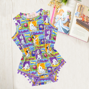 Baby Dalmatian Squares Pom Romper