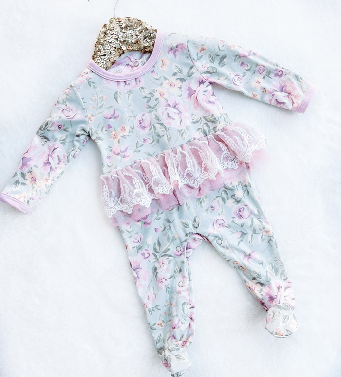 Kryssi Kouture Sienna Tutu Jumpsuit - Vintage Green Floral Tutu