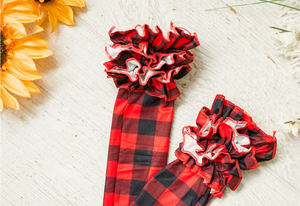 Girls Ruffle Knee Highs - Full Buffalo Plaid