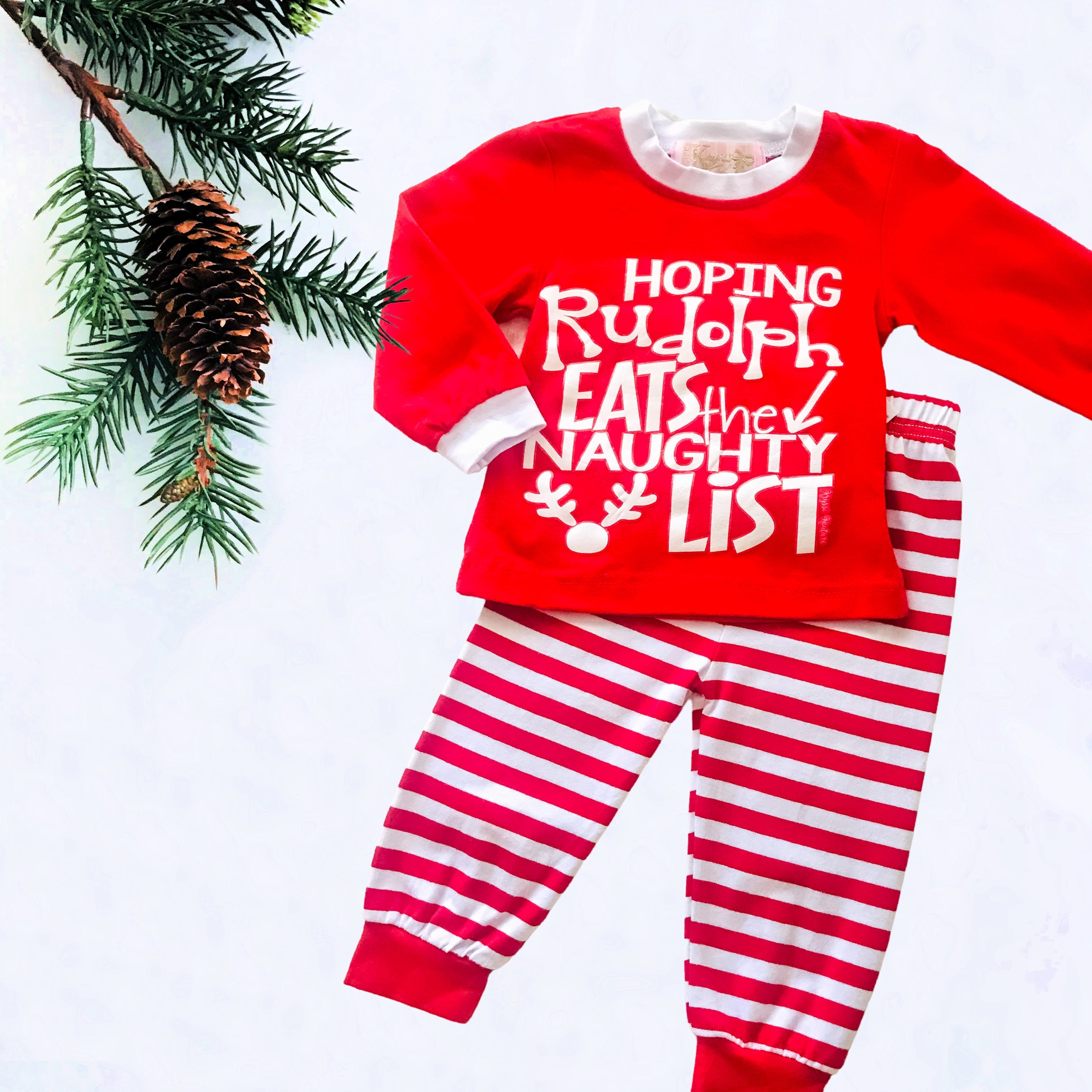 Hoping Rudolph Eats The Naughty List Kids Christmas Pajamas