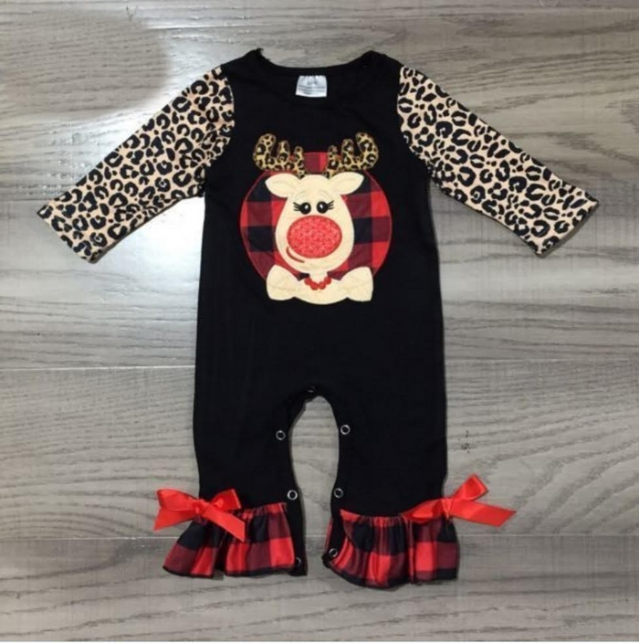 Baby & Toddler Ruffled Romper Jumpsuits - Black Rudolph