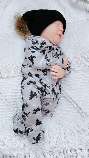 Boys Soft Sleepers With Double Zippers - Dirt Bike Tricks