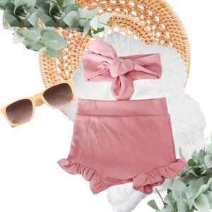 Dusty Rose Rib Bummie | 2 Pc