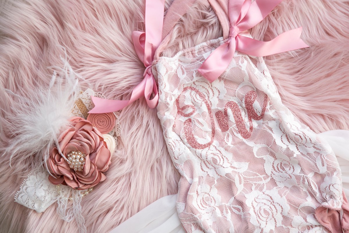 $20.00 EA - 12-24M X 2 -- BEST SELLER  - Birthday Vintage Rose & Lace Tutu Romper