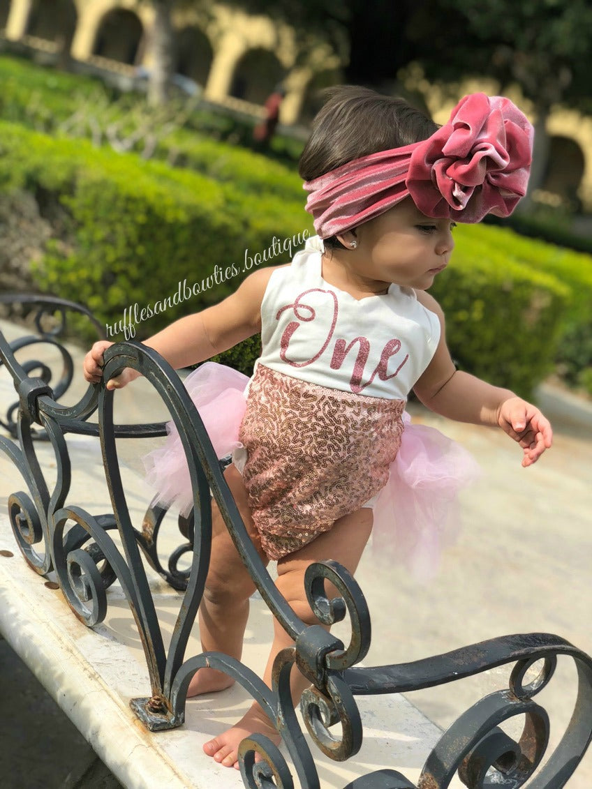 Darling Dazzle Rose Gold 1st Birthday Romper