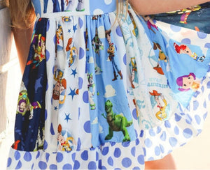Toy Story Blue & White Spin Twirl Dress