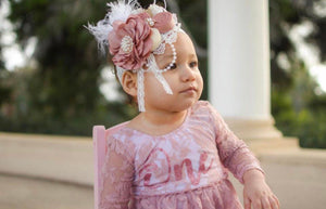 **NEW** Kryssi Kouture First Birthday Dusty Rose Skirted Romper with Rose Gold One