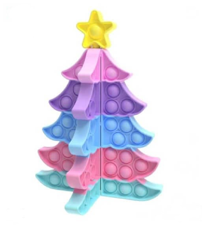 Kids Pop It Christmas Tree Sets - Pastel Rainbow