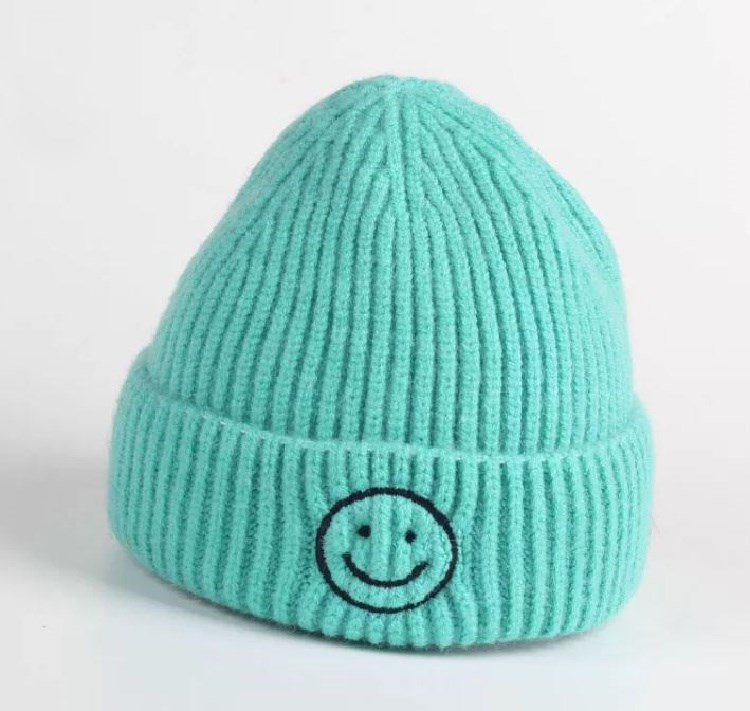 Kids Happy Face Beanies - Turquoise