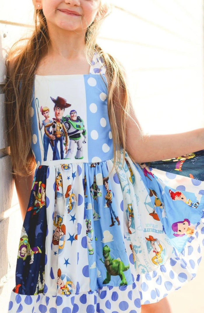 Toy Story Blue & White Spin Twirl Dress