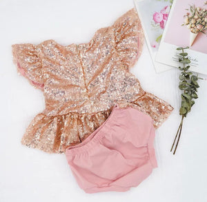 BEST SELLER - Marilyn Rose Gold Sequin 2 Pc Birthday Set