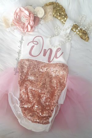 Darling Dazzle Rose Gold 1st Birthday Romper