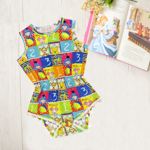 Baby Pooh Squares Pom Romper