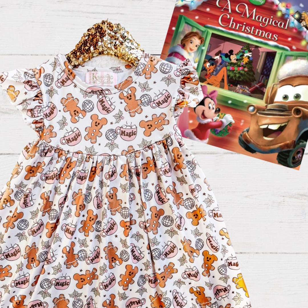 Girls Fun Vacation Character Dresses - Magic Hot Cocoa & Ginger Friends