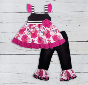 Girls Kate Floral and Stripe Two Piece Icing Outfit