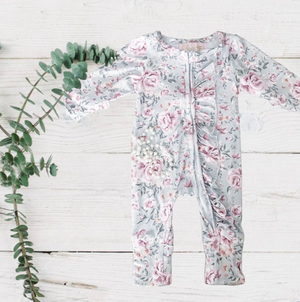 Winter Green Floral Garden Jumpsuit/Sleeper
