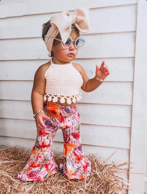 Madi Floral Stripe Boho Bell Bottoms