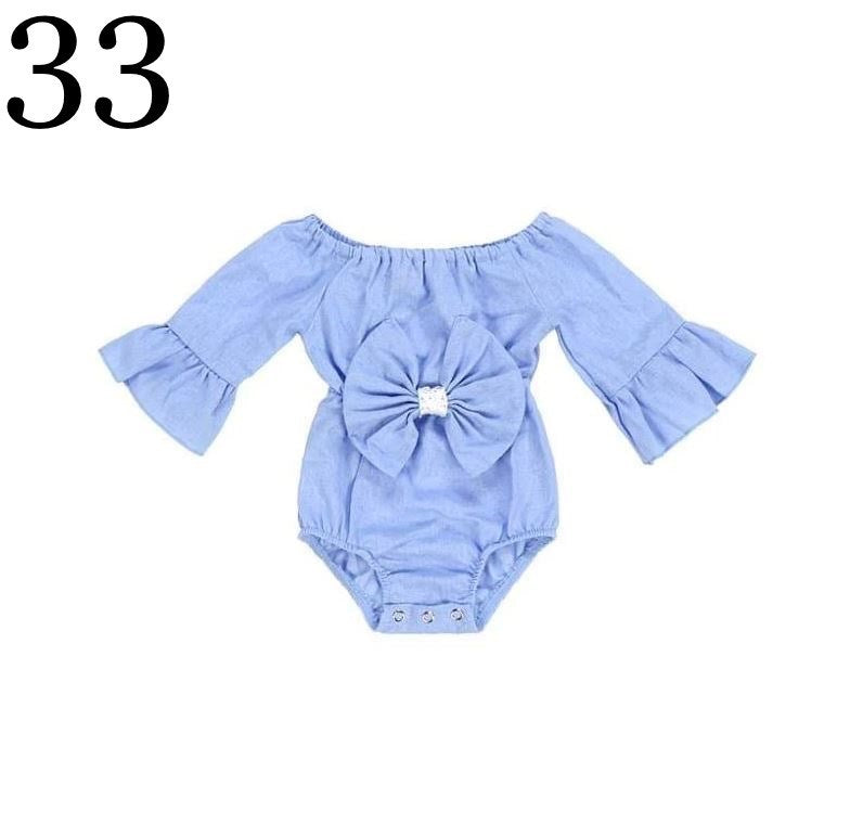 Off the Shoulder Blue Romper with Blue Bow