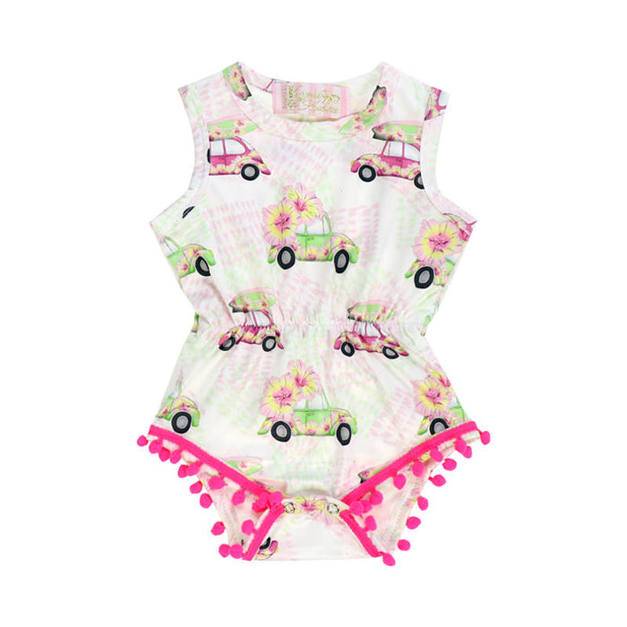 Kryssi Kouture Exclusive Maggie Floral Surfer Girl Pom Romper