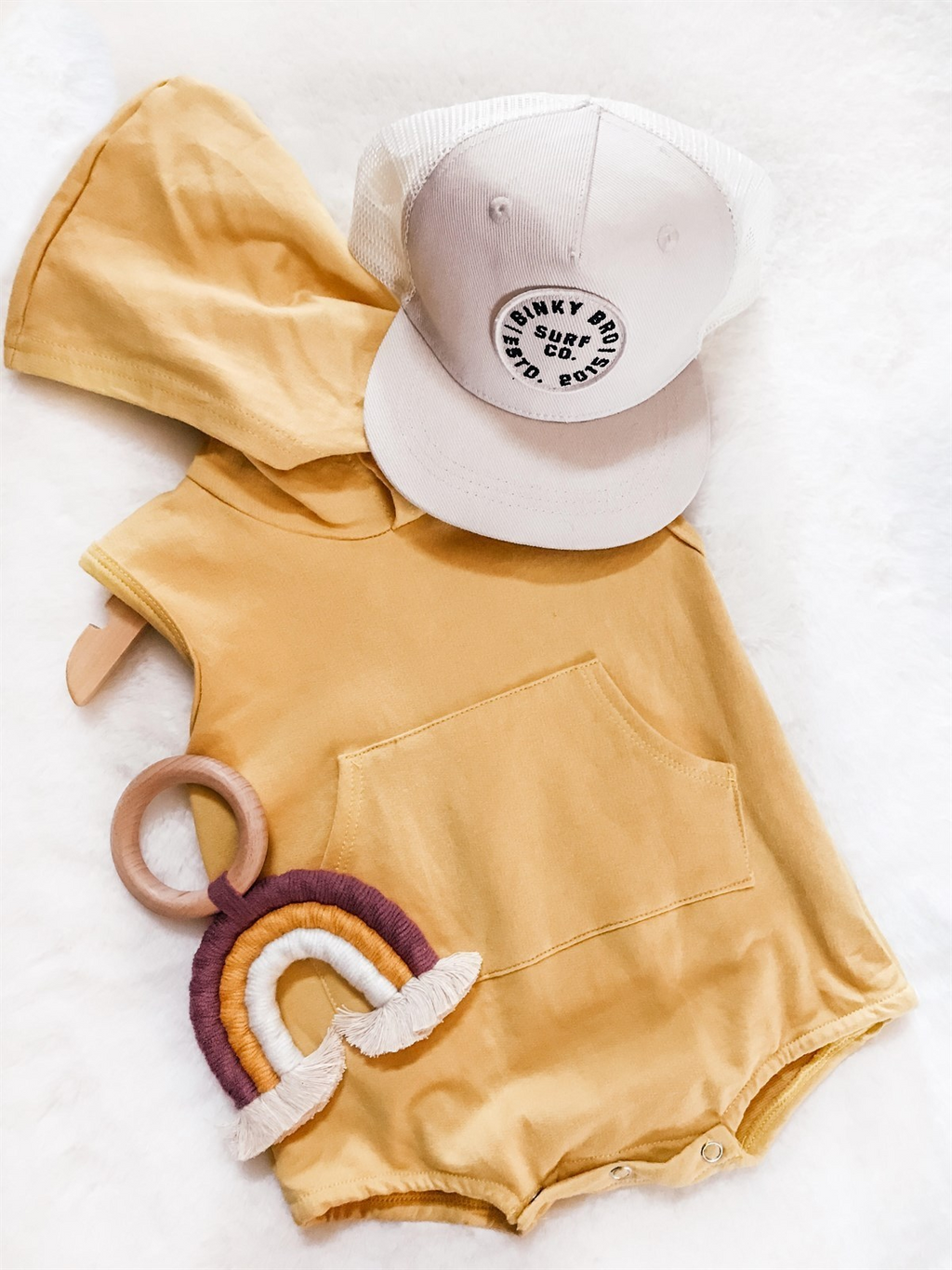 Pocket & Buttoned Rompers/Sweat Shirts - Mustard Sleeveless