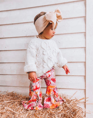 Madi Floral Stripe Boho Bell Bottoms